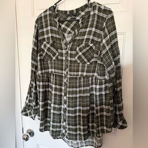 Torrid green and white plaid button shirt women’s plus size 1